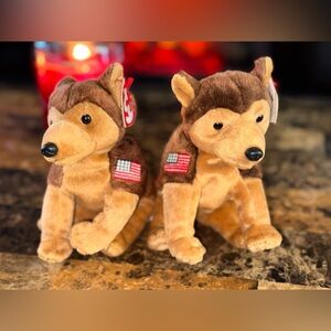 🇺🇸 TY Beanie Babies Courage Dog Lot of 2 | 9/11 Memorial | Patriotic Plush